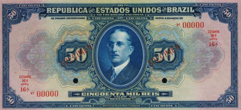 Front of Brazil p58s: 50 Mil Reis from 1925