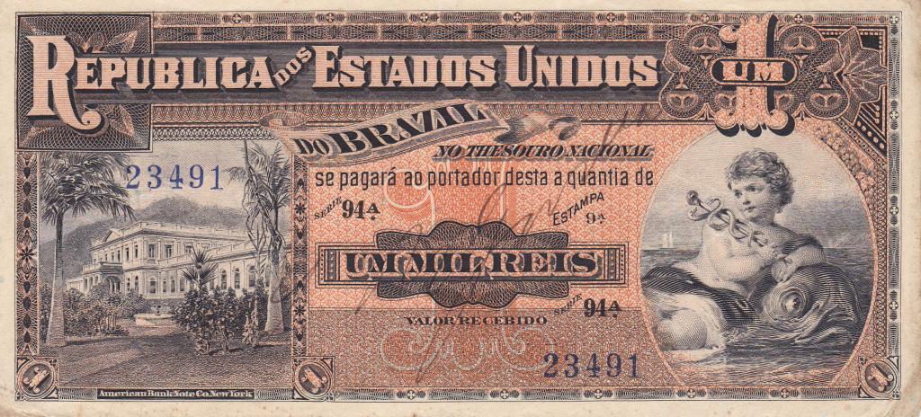 Front of Brazil p5a: 1 Mil Reis from 1917