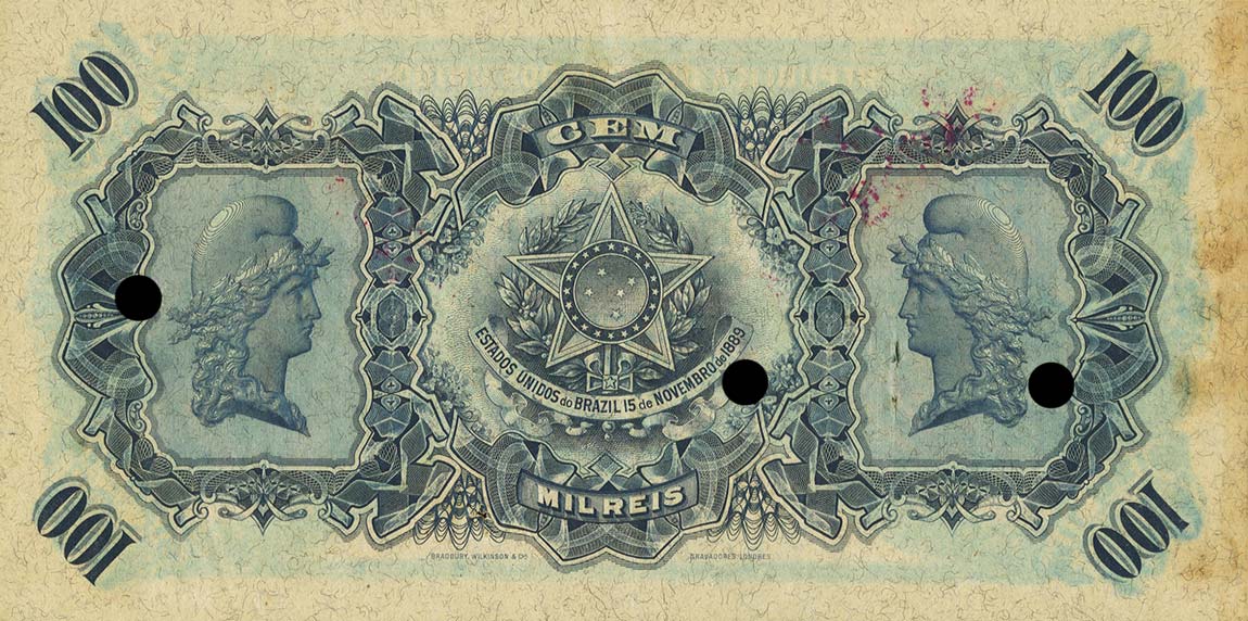 Back of Brazil p62s: 100 Mil Reis from 1901