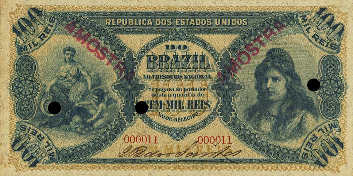 Front of Brazil p62s: 100 Mil Reis from 1901