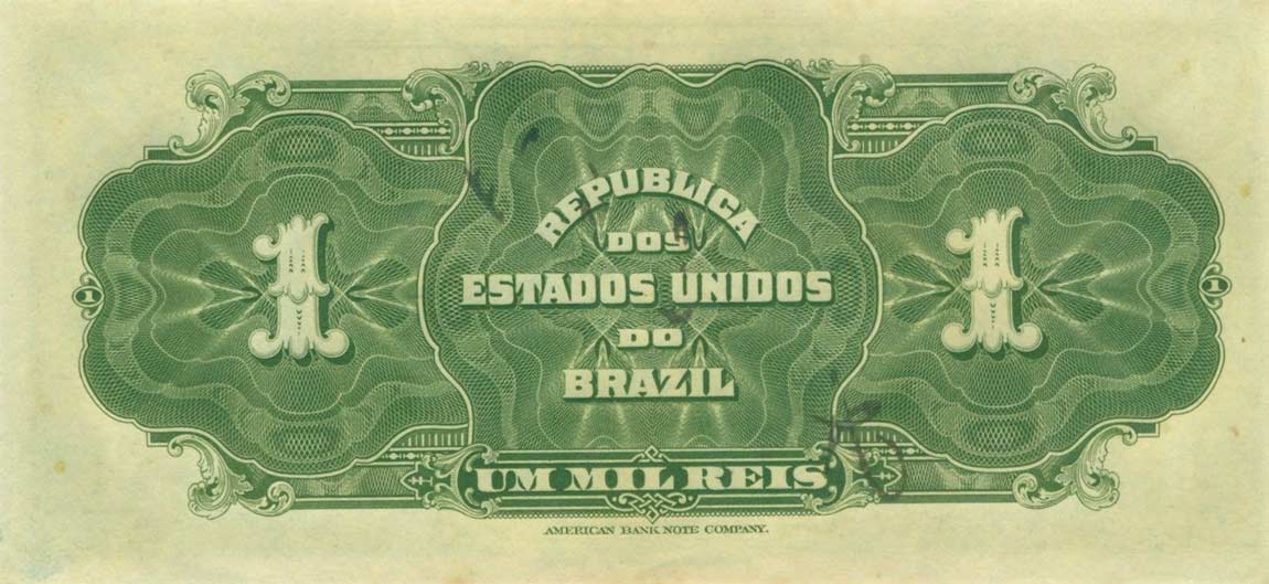 Back of Brazil p6a: 1 Mil Reis from 1919