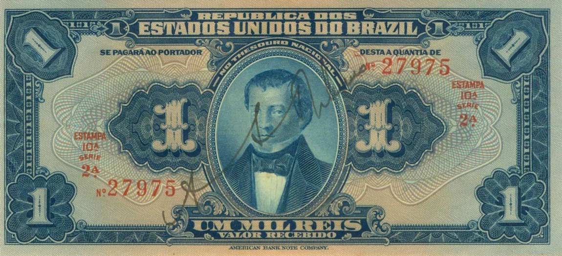 Front of Brazil p6a: 1 Mil Reis from 1919