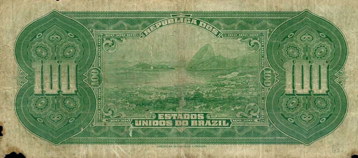 Back of Brazil p70a: 100 Mil Reis from 1925