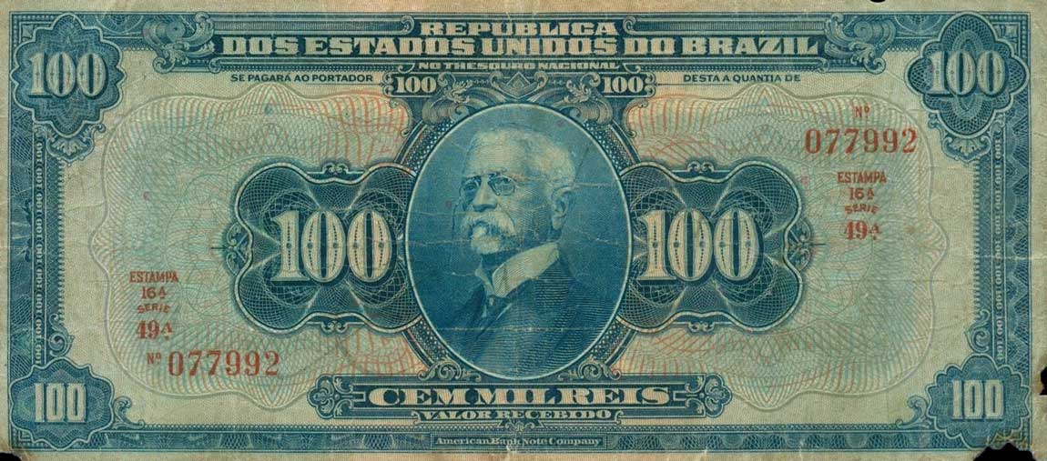 Front of Brazil p70a: 100 Mil Reis from 1925