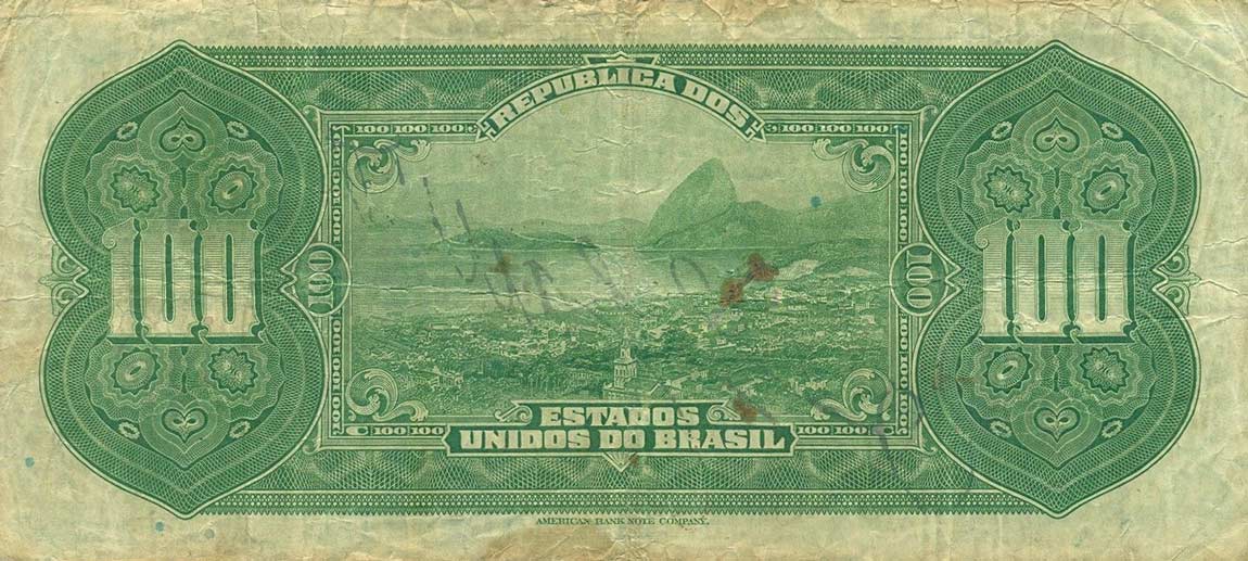 Back of Brazil p70c: 100 Mil Reis from 1925