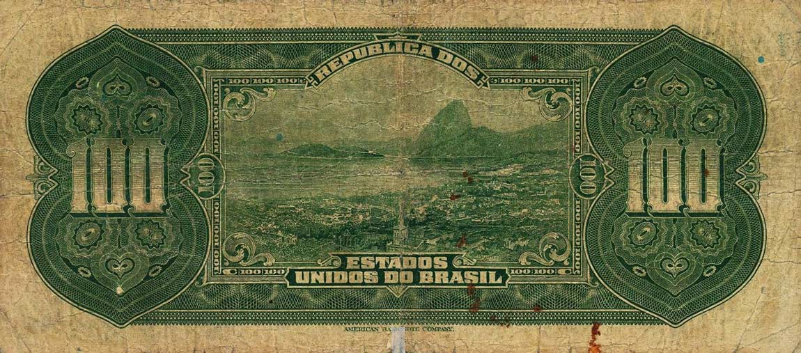 Back of Brazil p70d: 100 Mil Reis from 1925