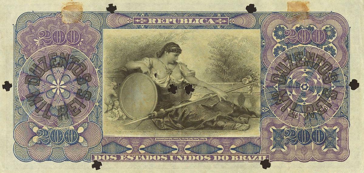 Back of Brazil p73s: 200 Mil Reis from 1897