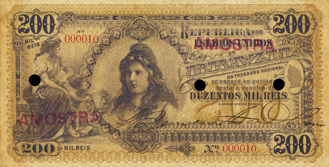 Front of Brazil p74s: 200 Mil Reis from 1901