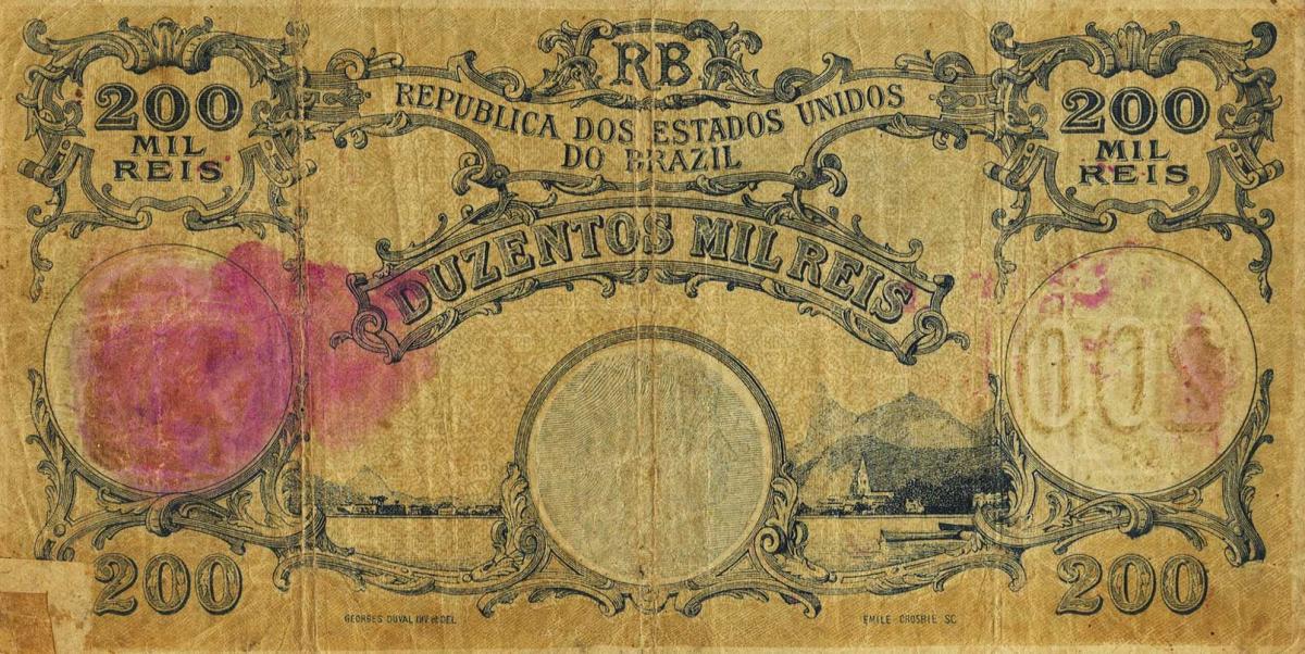 Back of Brazil p75a: 200 Mil Reis from 1905