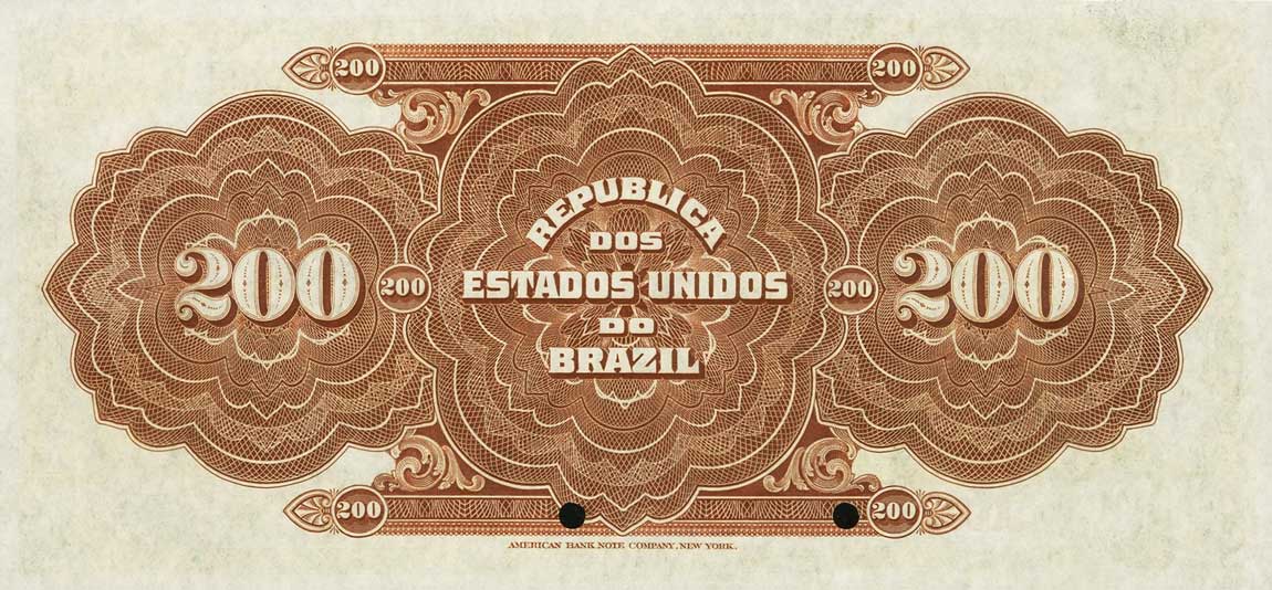 Back of Brazil p77s: 200 Mil Reis from 1911