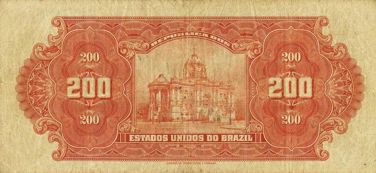 Back of Brazil p79a: 200 Mil Reis from 1919