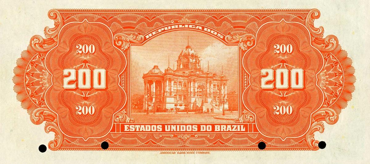 Back of Brazil p79s: 200 Mil Reis from 1919