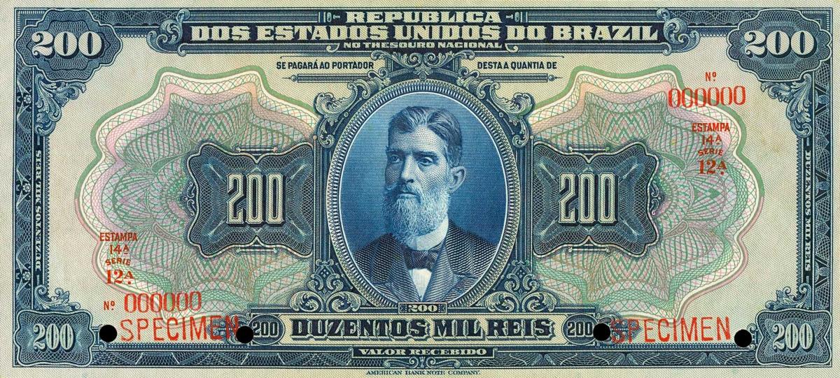 Front of Brazil p79s: 200 Mil Reis from 1919