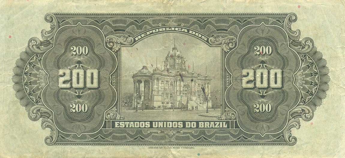 Back of Brazil p81a: 200 Mil Reis from 1925