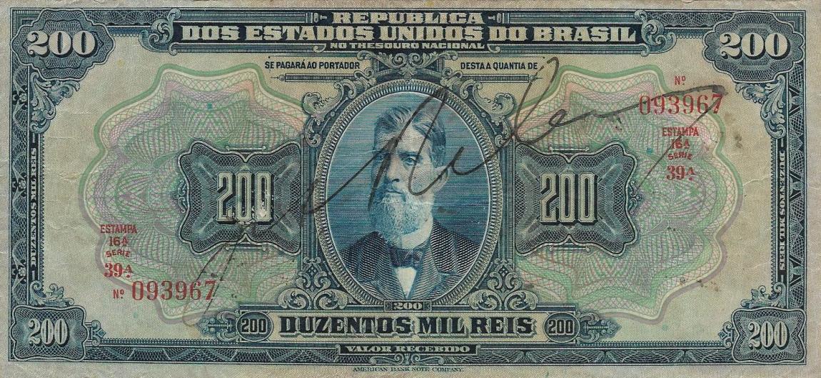 Front of Brazil p81b: 200 Mil Reis from 1925