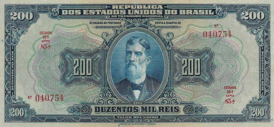 Front of Brazil p81c: 200 Mil Reis from 1925