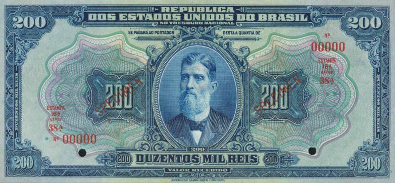 Front of Brazil p81s2: 200 Mil Reis from 1925