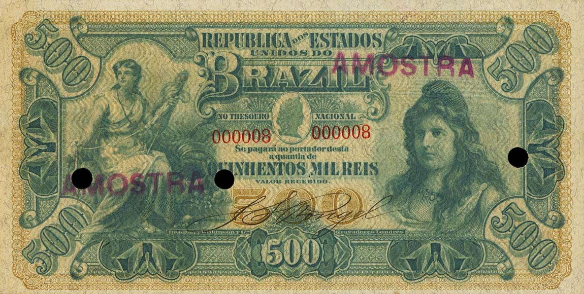Front of Brazil p84s: 500 Mil Reis from 1901