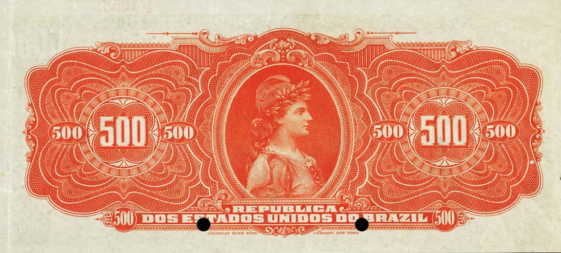 Back of Brazil p86s: 500 Mil Reis from 1908