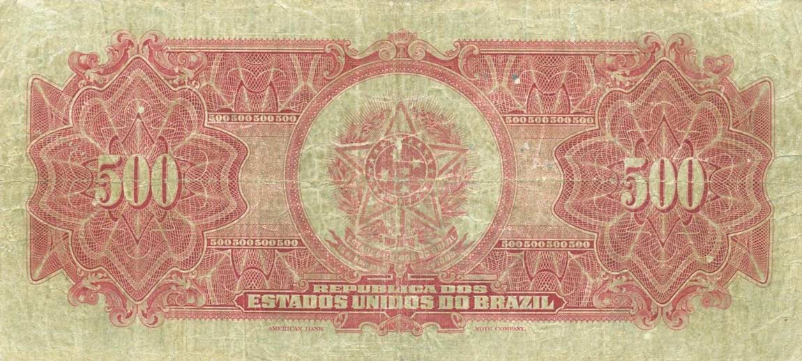 Back of Brazil p91a: 500 Mil Reis from 1925