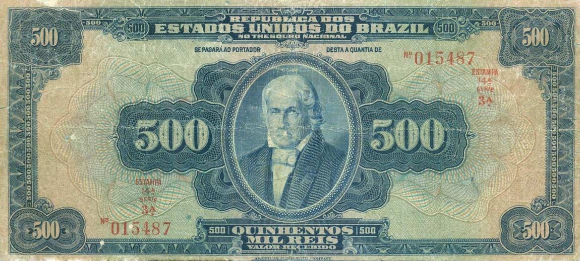 Front of Brazil p91a: 500 Mil Reis from 1925