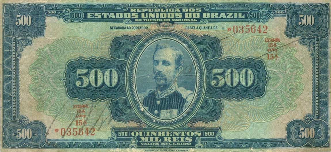 Front of Brazil p92a: 500 Mil Reis from 1931