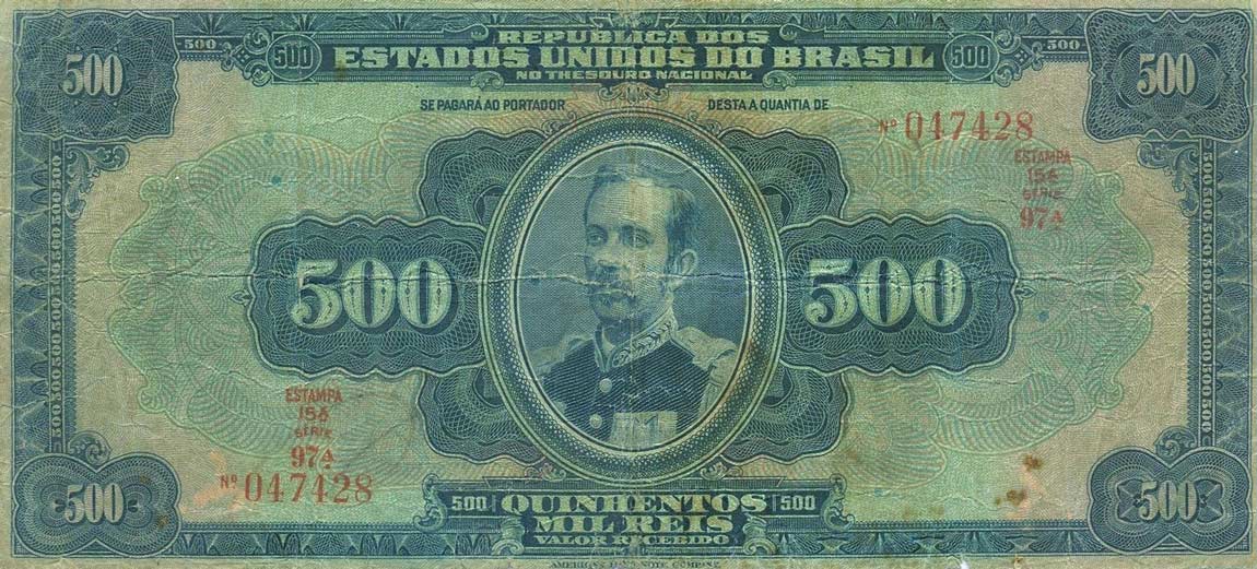 Front of Brazil p92c: 500 Mil Reis from 1931