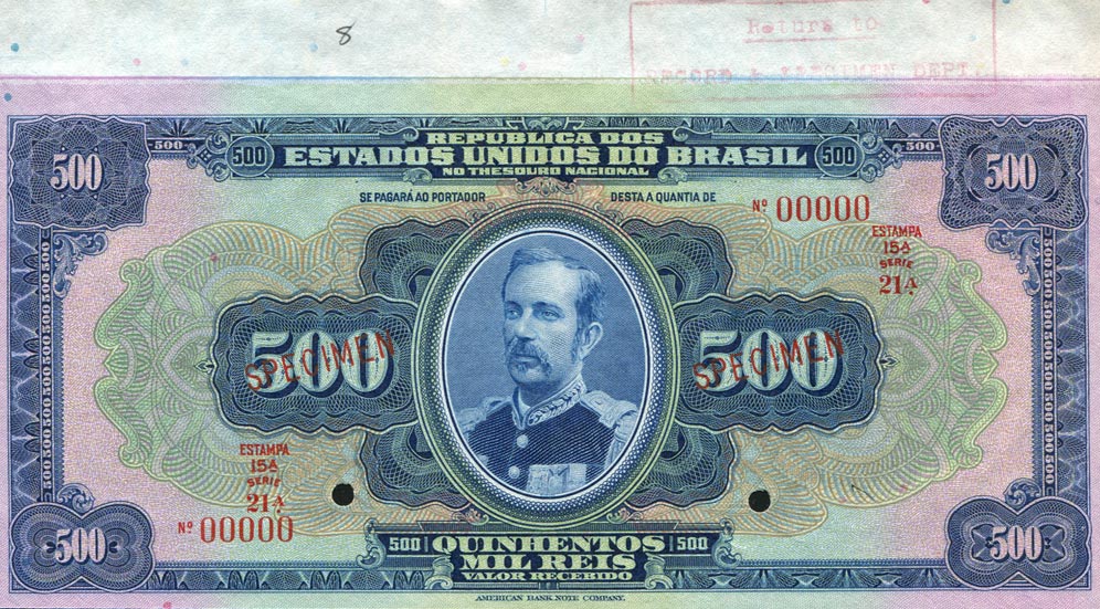 Front of Brazil p92s2: 500 Mil Reis from 1931