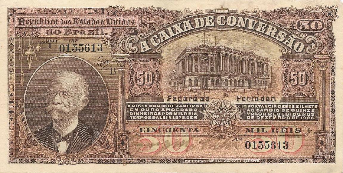 Front of Brazil p96: 50 Mil Reis from 1906