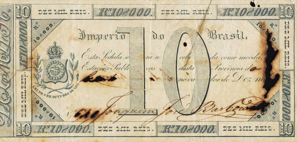 Front of Brazil pA154b: 10 Mil Reis from 1889