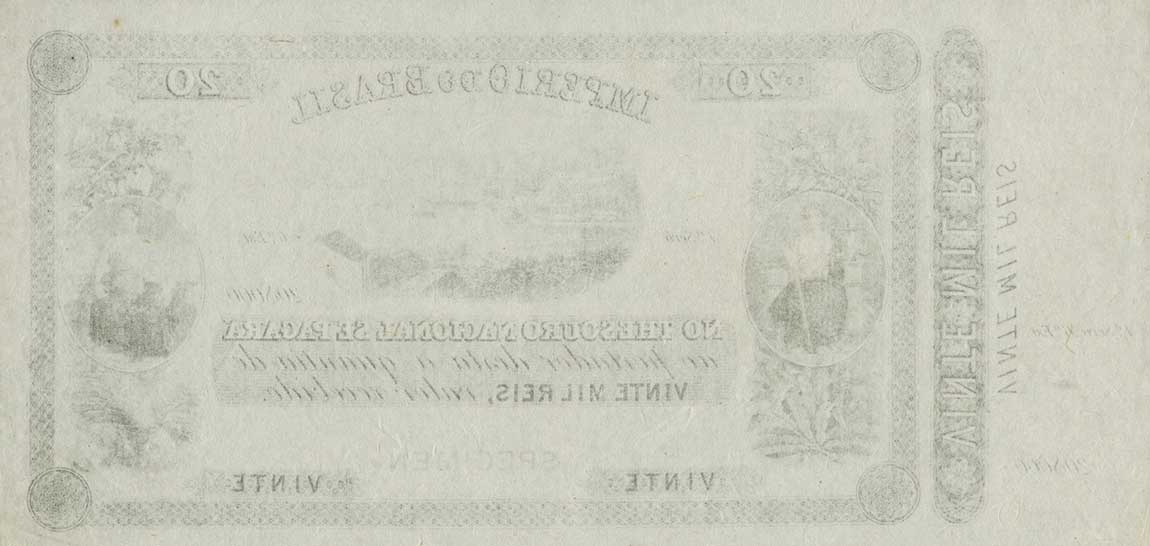 Back of Brazil pA241s: 20 Mil Reis from 1866