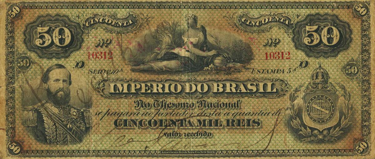 Front of Brazil pA246: 50 Mil Reis from 1874