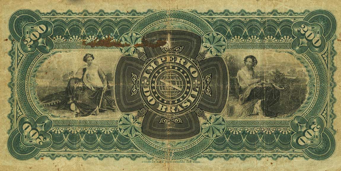 Back of Brazil pA248: 200 Mil Reis from 1874