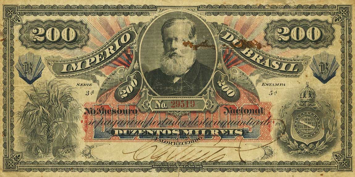 Front of Brazil pA248: 200 Mil Reis from 1874