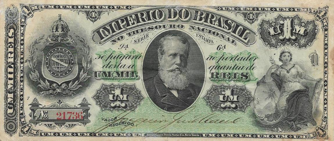 Front of Brazil pA250a: 1 Mil Reis from 1879