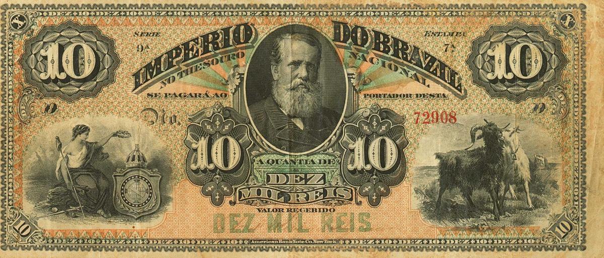 Front of Brazil pA258a: 10 Mil Reis from 1883