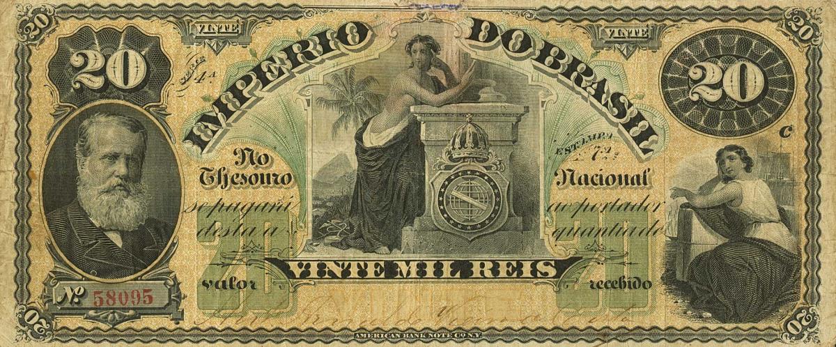 Front of Brazil pA259: 20 Mil Reis from 1869