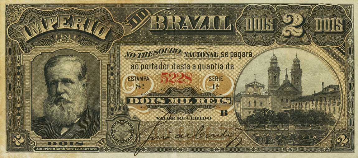 Front of Brazil pA260: 2 Mil Reis from 1885