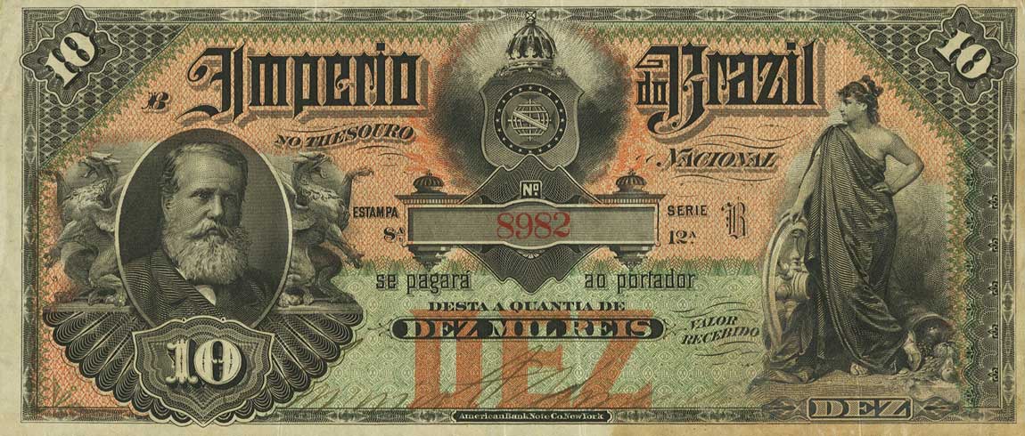 Front of Brazil pA262a: 10 Mil Reis from 1885