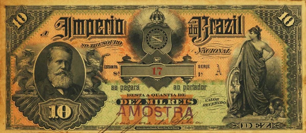 Front of Brazil pA262s: 10 Mil Reis from 1885