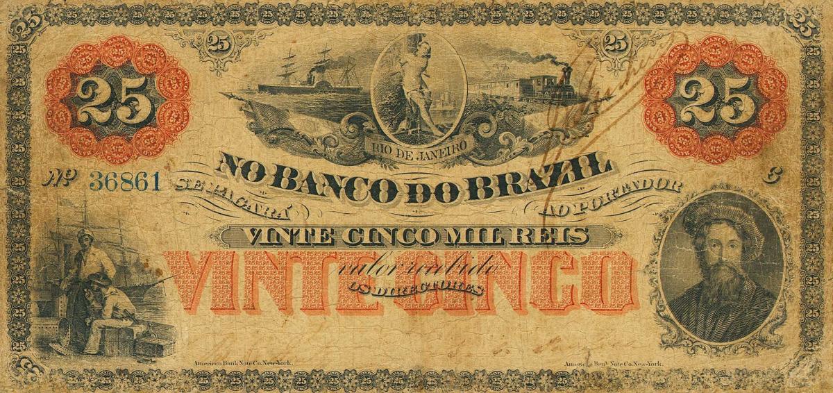 Front of Brazil pS251a: 25 Mil Reis from 1860