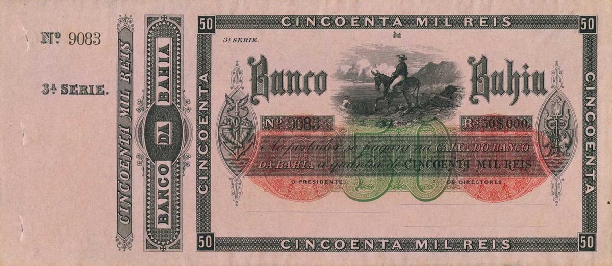 Front of Brazil pS388: 50 Mil Reis from 1860