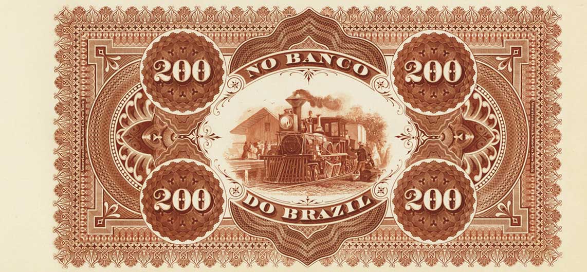 Back of Brazil pS527p: 200 Mil Reis from 1890