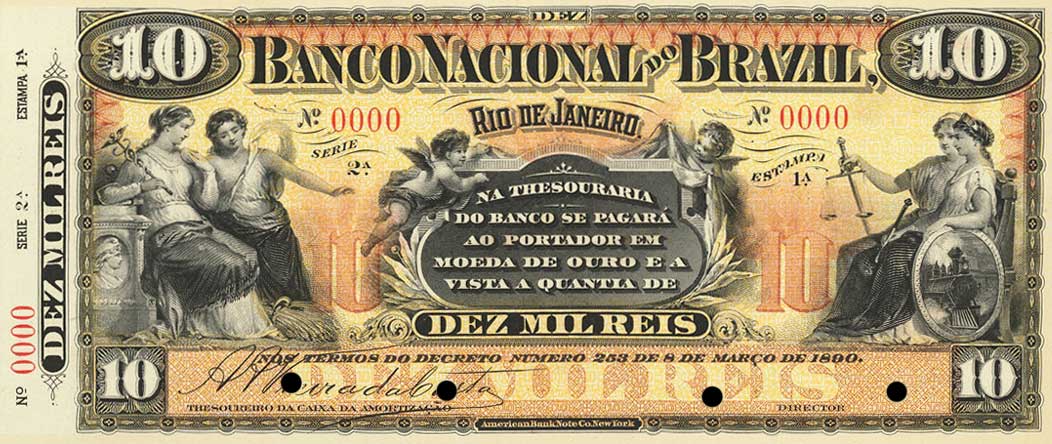 Front of Brazil pS531p: 10 Mil Reis from 1890