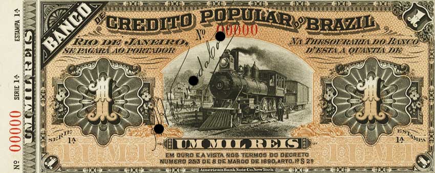 Front of Brazil pS550Ap: 1 Mil Reis from 1891