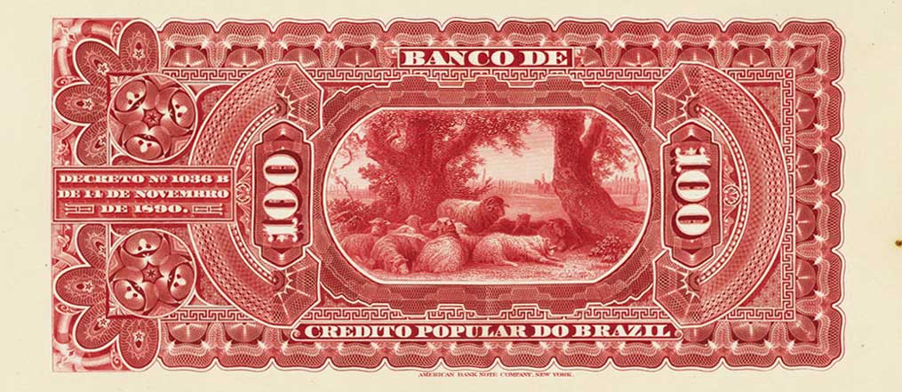 Back of Brazil pS553p: 100 Mil Reis from 1892