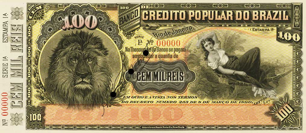 Front of Brazil pS553p: 100 Mil Reis from 1892