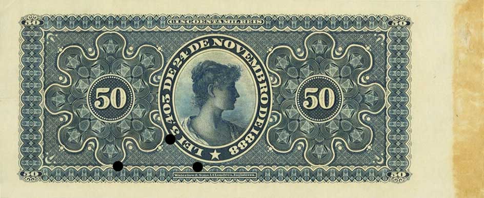 Back of Brazil pS553s: 100 Mil Reis from 1892