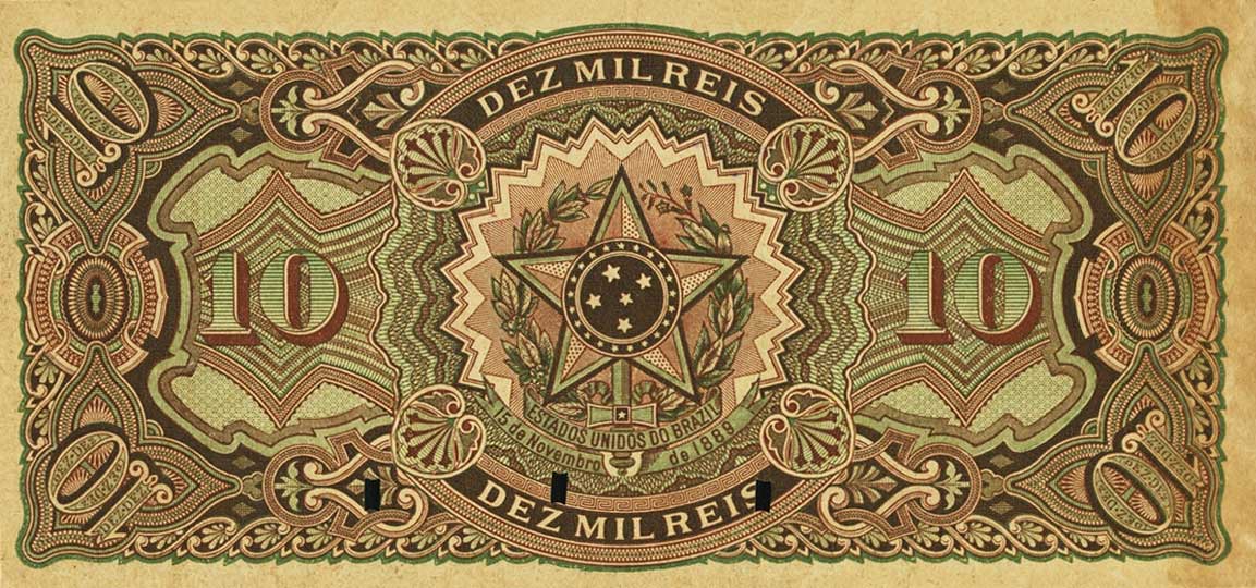 Back of Brazil pS602s: 10 Mil Reis from 1890