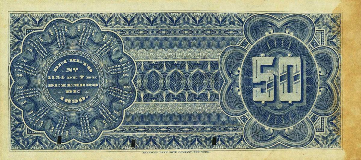 Back of Brazil pS607As: 50 Mil Reis from 1890